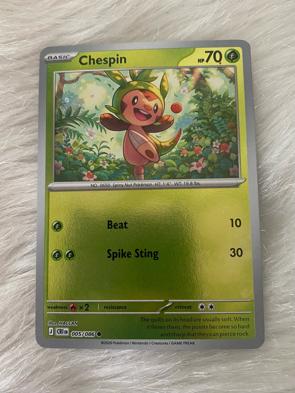 NEW Chespin Pokémon Holo Chaos Rising 005/086